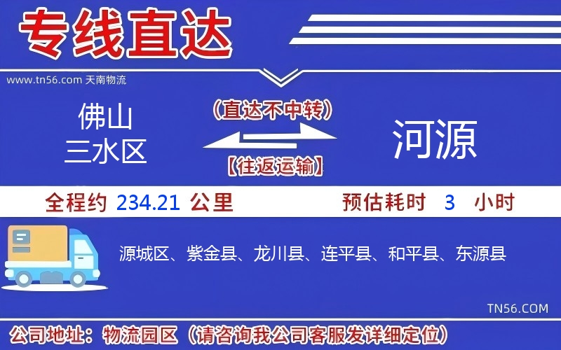 佛山三水區到河源物流公司