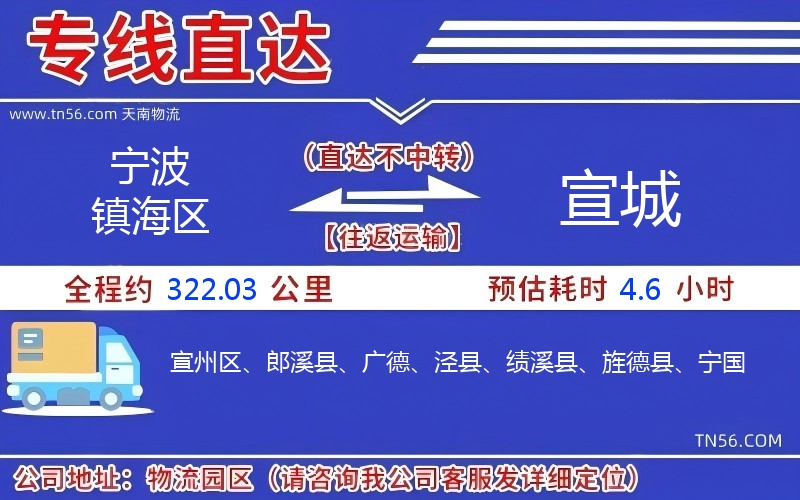 寧波鎮海區到宣城物流公司