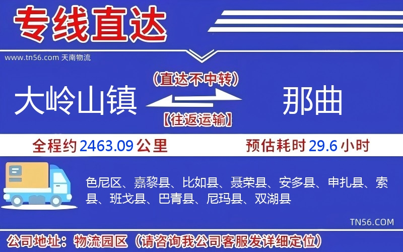 大嶺山鎮到那曲物流公司 大嶺山鎮到那曲物流公司