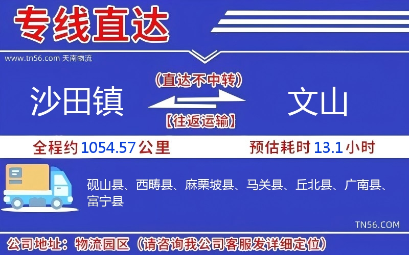 沙田鎮(zhèn)到文山物流公司 沙田鎮(zhèn)到文山物流公司