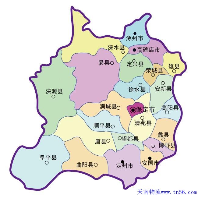 東莞到保定物流地圖